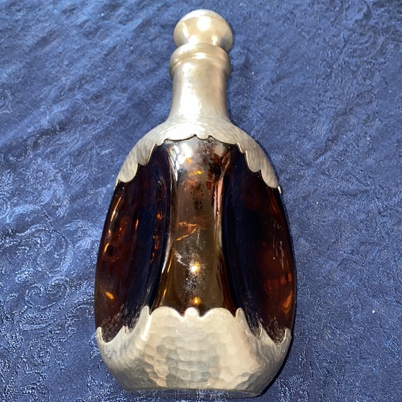 KMD Royal Holland Daalderop Pewter & Amber Pinched Glass Bottle Decanter - Picture 12 of 13